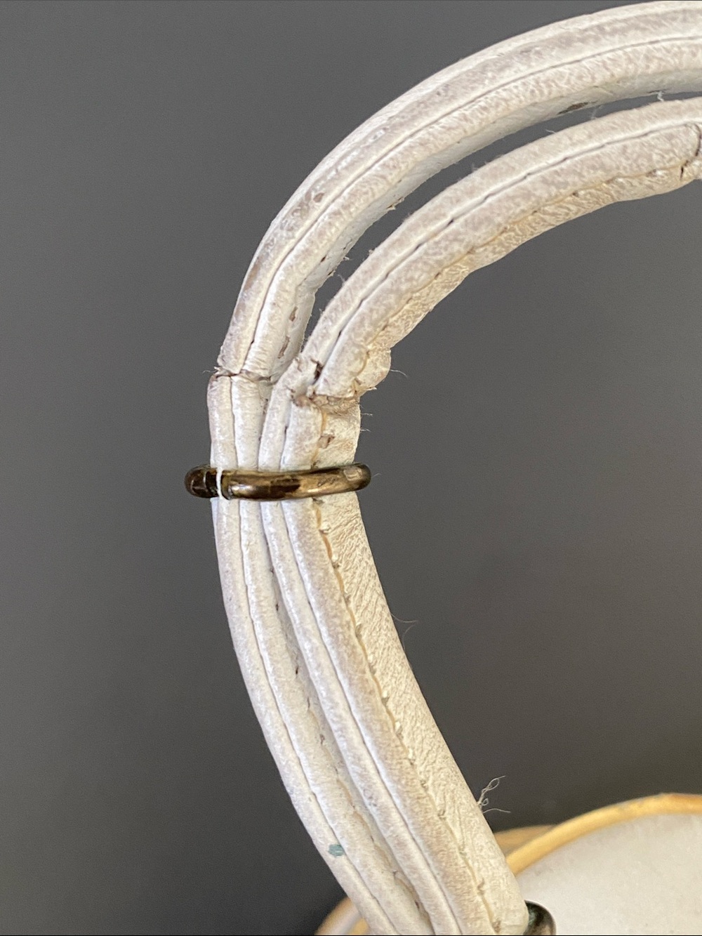 Vintage 1950s ETRA White Leather Gold Cage Box Bag Mid-Century Trunk Purse - Picture 15 of 16